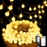 Cargar imagen en el visor de la galería, Guirnalda de luces LED con 100 globos conectables para interiores y dormitorios, luces navideñas blancas cálidas de 10 metros con enchufe y control remoto, 8 modos de iluminación colgante para exteriores.