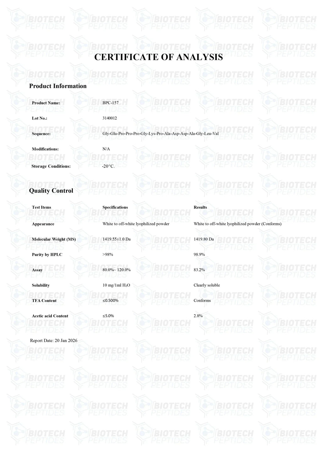 （💪Repair + Anti-inflammatory + Tissue Regeneration） BPC-157 (5mg) - Biotech Peptides