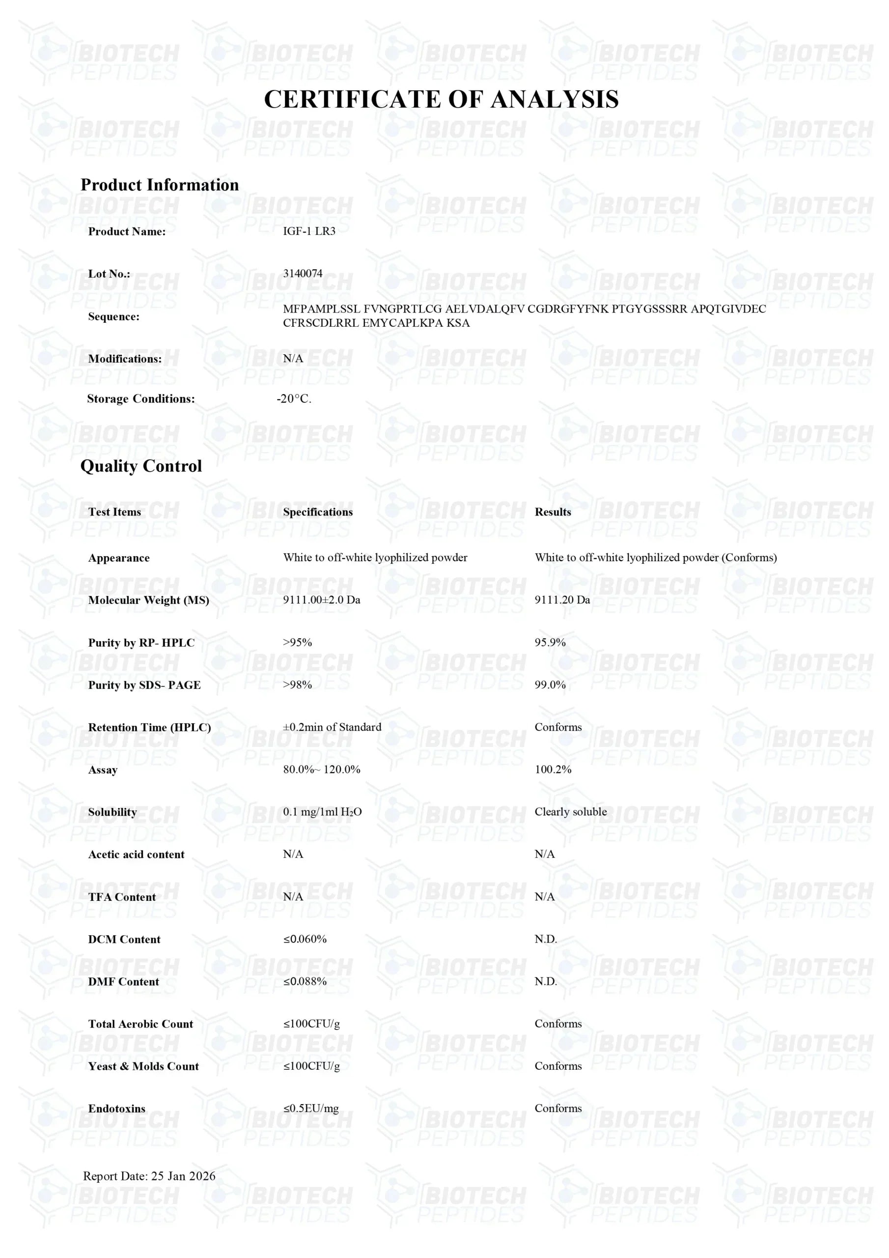 (💪 Rapid muscle gain) Receptor Grade IGF-1 LR3 (100mcg) - 10 Vials
