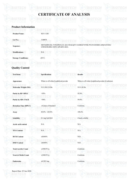 (💪 Rapid muscle gain) Receptor Grade IGF-1 LR3 (100mcg) - 10 Vials
